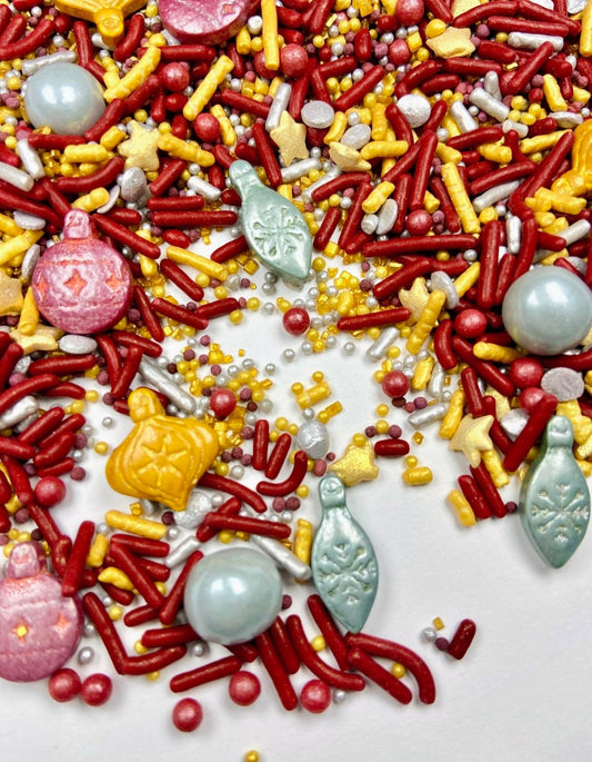 Edible Christmas Candy Sprinkles – Red Green Yellow Mix for Cookies, Cupcakes, Cakes, Cocoa Bombs – 2oz or 4oz Jar
