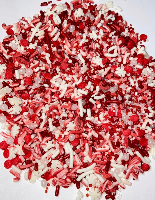 Edible Candy Cane Sprinkle Mix – Red & White Christmas Toppings for Cookies, Cupcakes, Cakes, Cocoa Bombs – 2oz or 4oz Jar
