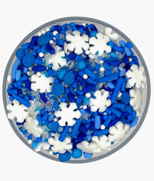 Edible Snowflake Sprinkle Mix – Blue & White Winter Toppings for Cookies, Cupcakes, Cakes, Cocoa Bombs – 2oz or 4oz Jar