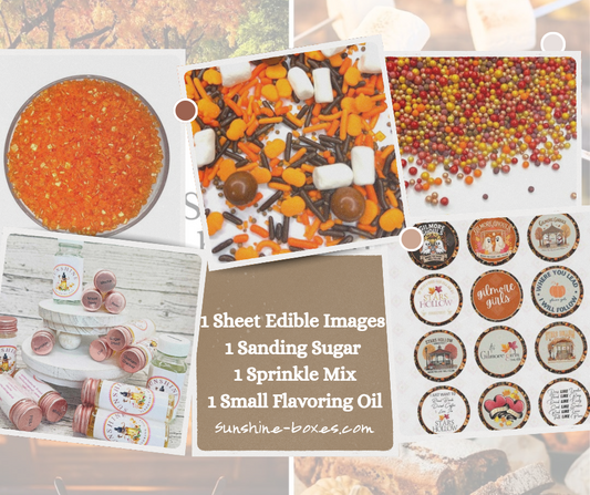 Fall Edible Decorating Bundle – Autumn Sugar Image, Fall Sprinkles & Flavor Oil Set