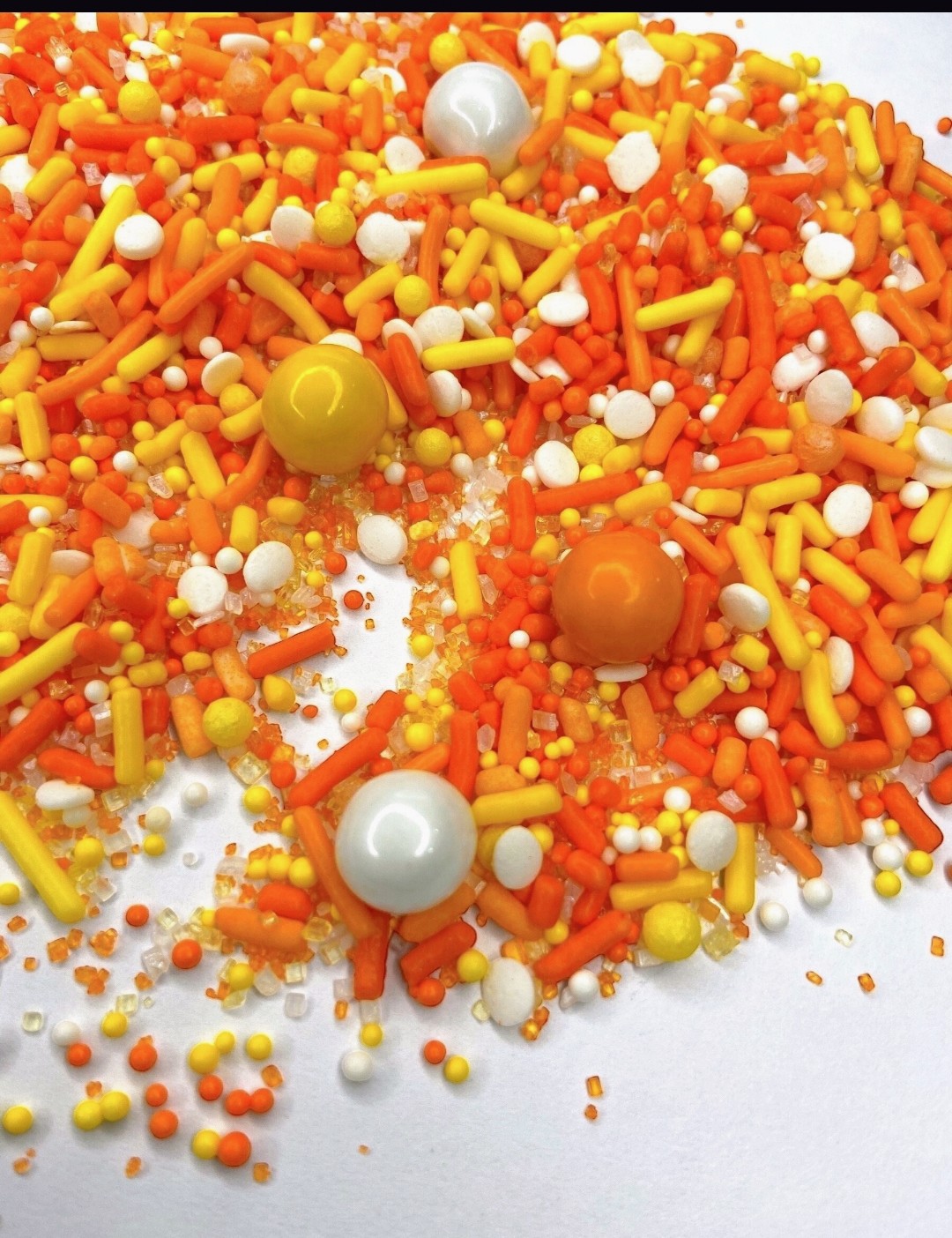 Candy Corn Sprinkle Mix – Edible Fall Sprinkles in Orange, Yellow & White