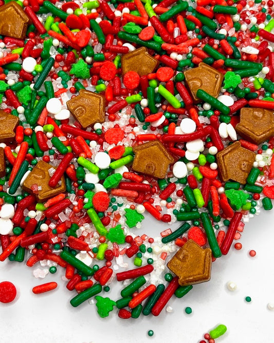 Edible Gingerbread House Sprinkles – Red Green Christmas Mix for Cookies, Cupcakes, Cakes, Cocoa Bombs – 2oz or 4oz Jar