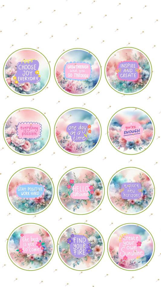 Motivational Collection 7 Edible Image Rounds for Oreos & Cake Pucks – Inspiring Treat Toppers