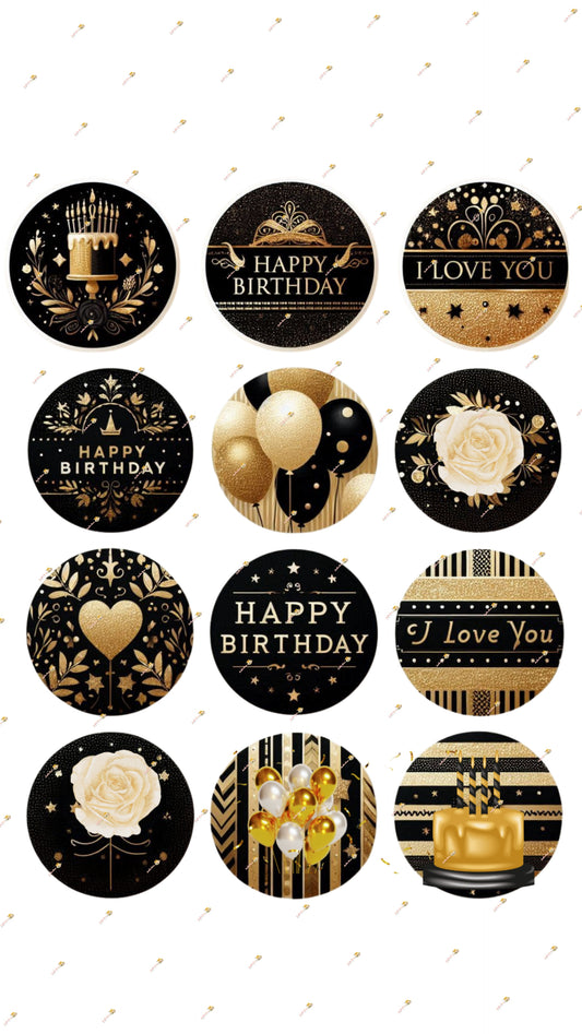 Black and Gold Happy Birthday Collection