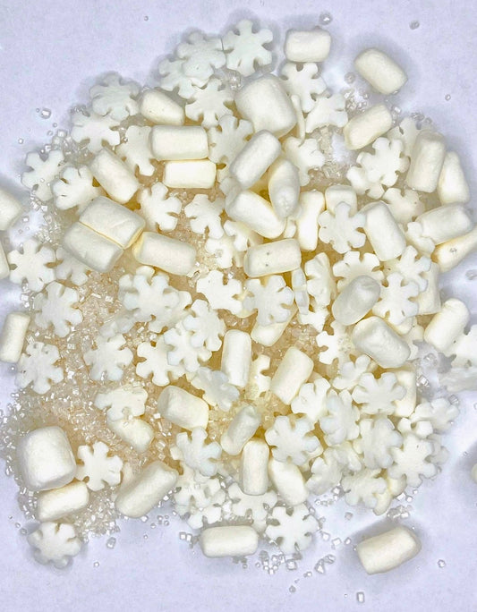 White Winter Sprinkle Mix – Edible Snowflake & Marshmallow Toppings for Hot Cocoa Bombs, Cookies & Christmas Baking