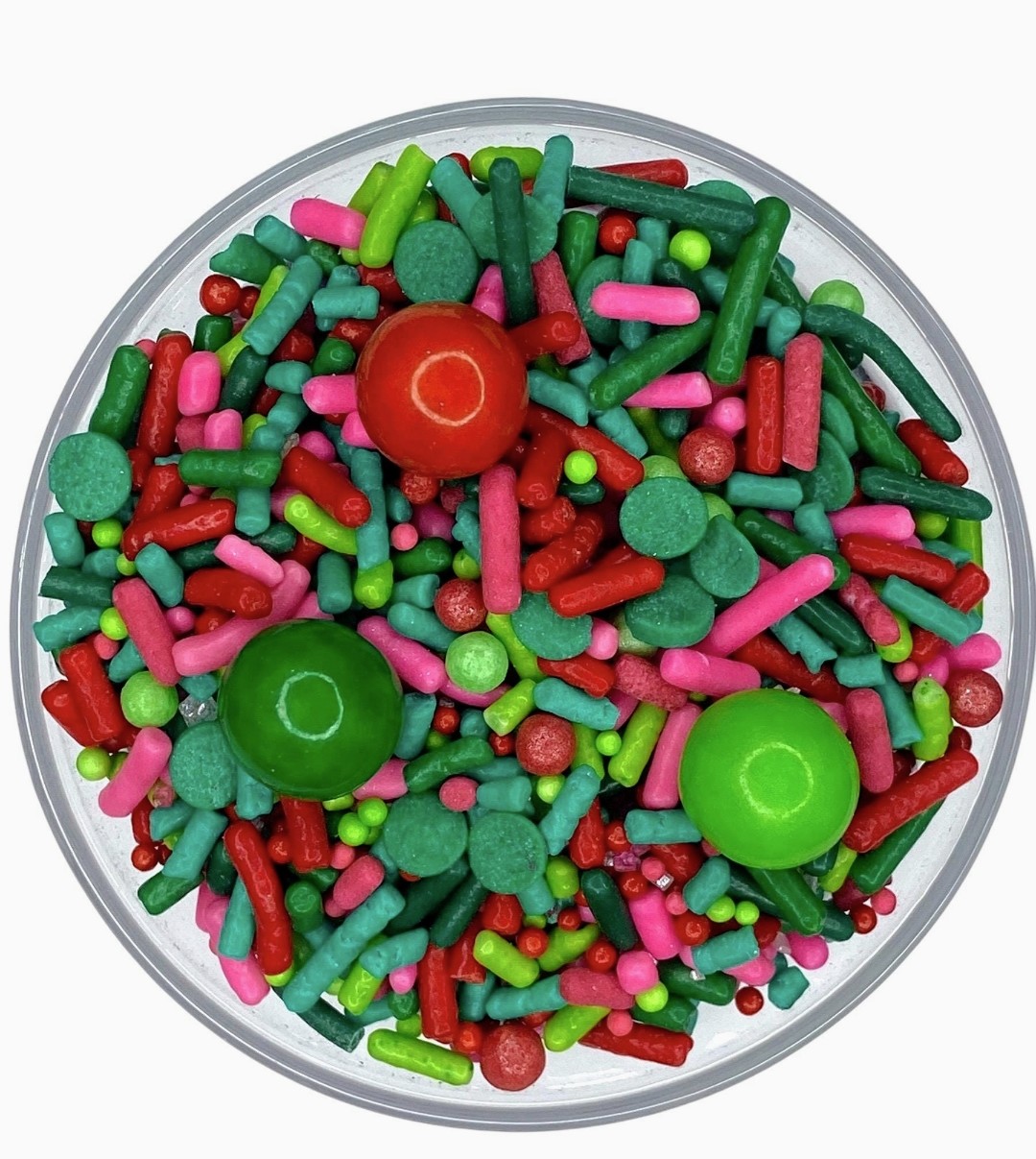 Edible Christmas Sprinkle Mix – Retro Red Green Pink Holiday Sprinkles for Cookies, Cupcakes, Cakes, 2oz or 4oz