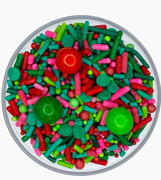 Edible Christmas Sprinkle Mix – Retro Red Green Pink Holiday Sprinkles for Cookies, Cupcakes, Cakes, 2oz or 4oz