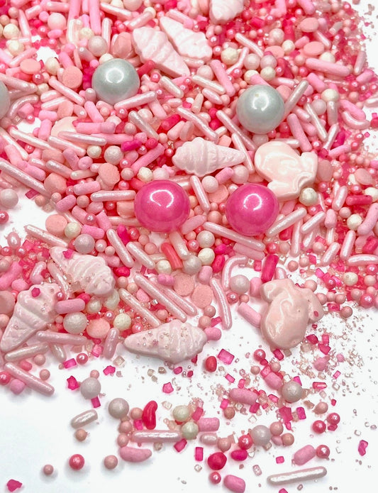 Blush Pink Sprinkle Mix – Edible Heart & Pearl Sprinkles (2oz or 4oz)