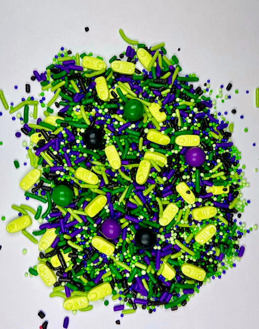Bug Bash Sprinkle Mix – Edible Neon Yellow & Purple Halloween Sprinkles