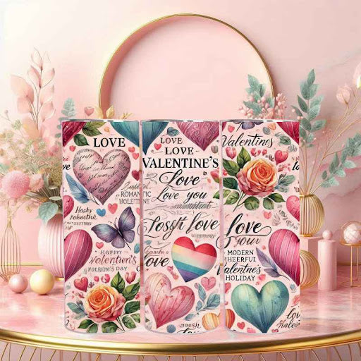 Valentine's Day Collage Tumbler - 20 oz Stainless Steel